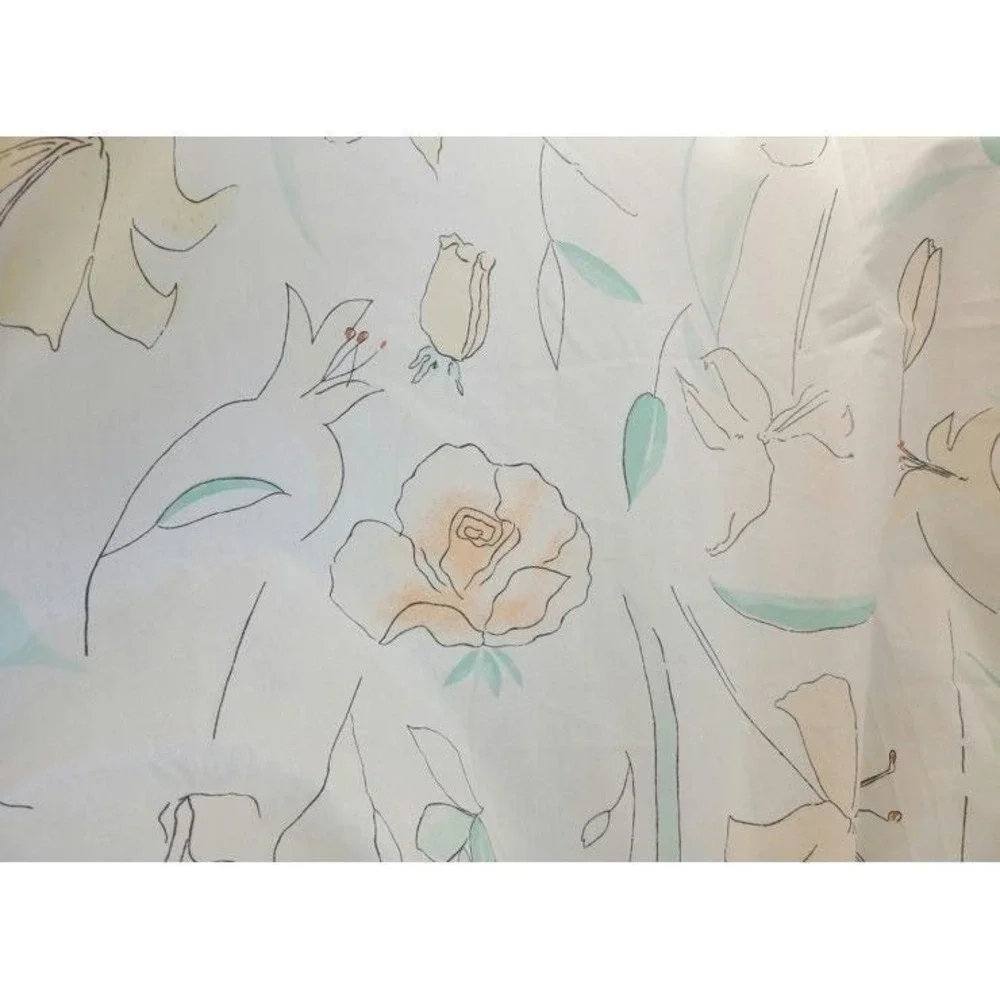 LADY PEPPERELL Vintage Pencil Sketch Floral Pink Green 3PC Twin Sheet Set